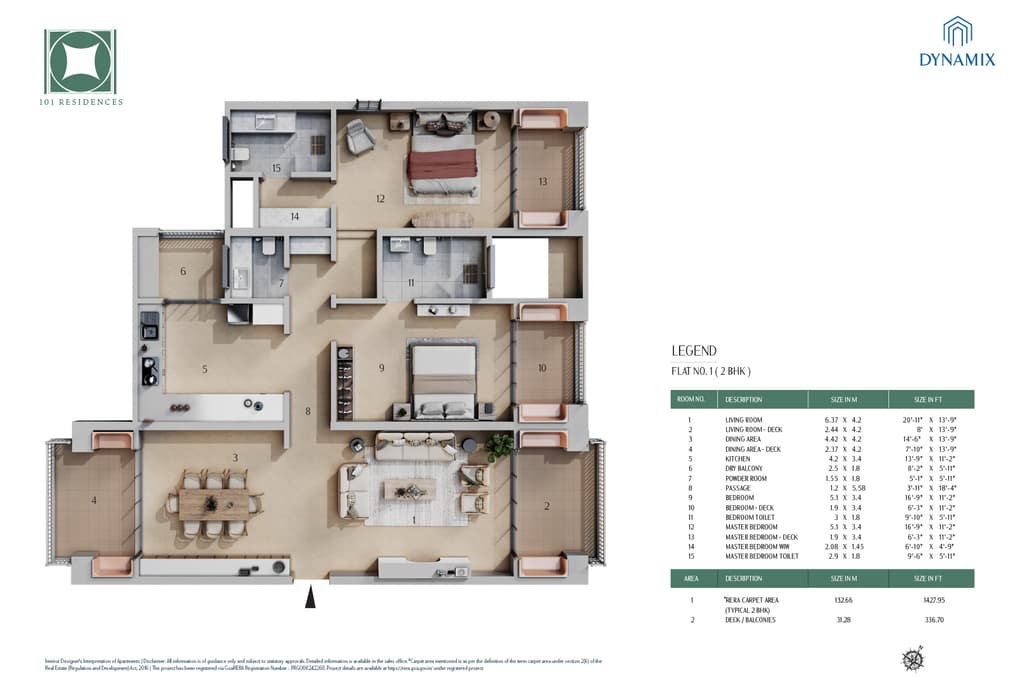 Flat No. 1 (2 BHK)