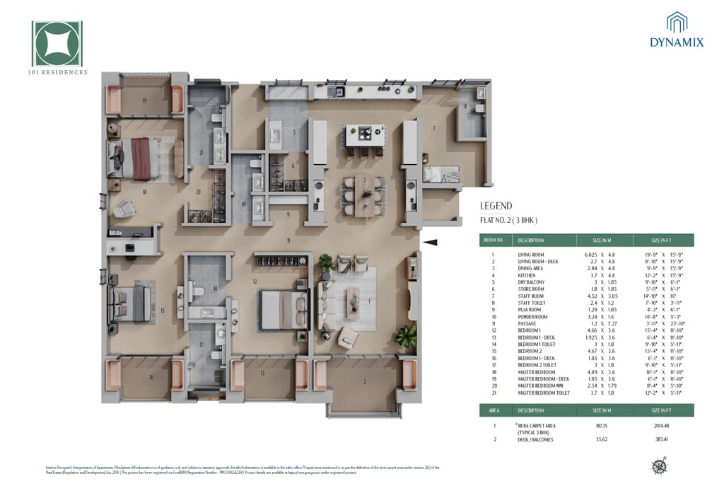 Flat No. 1 (3 BHK)